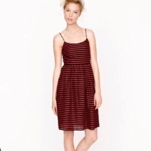 J. Crew Striped Midi Dress in Red and Black